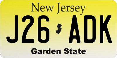 NJ license plate J26ADK
