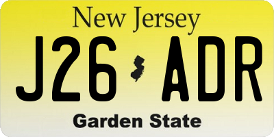 NJ license plate J26ADR