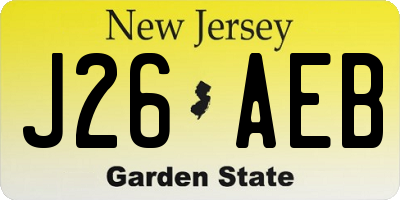 NJ license plate J26AEB