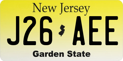 NJ license plate J26AEE