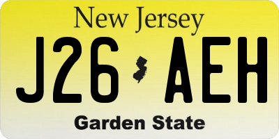 NJ license plate J26AEH