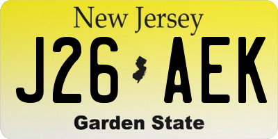 NJ license plate J26AEK