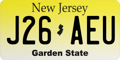 NJ license plate J26AEU