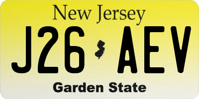 NJ license plate J26AEV