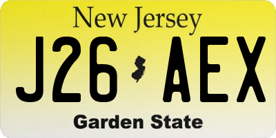 NJ license plate J26AEX