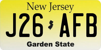 NJ license plate J26AFB