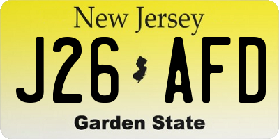 NJ license plate J26AFD