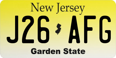 NJ license plate J26AFG