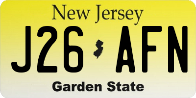 NJ license plate J26AFN