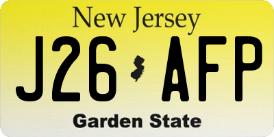 NJ license plate J26AFP