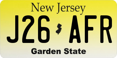 NJ license plate J26AFR