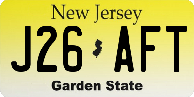 NJ license plate J26AFT
