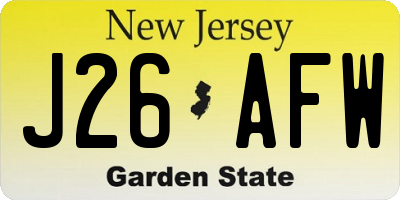 NJ license plate J26AFW
