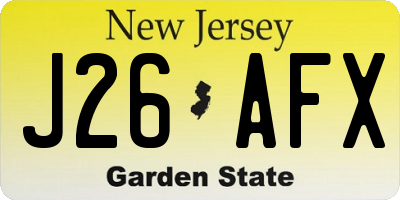 NJ license plate J26AFX
