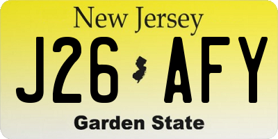 NJ license plate J26AFY