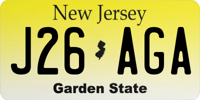 NJ license plate J26AGA