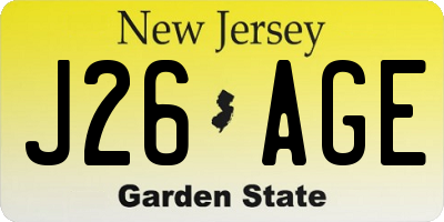 NJ license plate J26AGE
