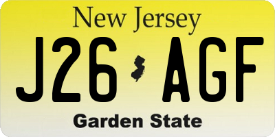 NJ license plate J26AGF