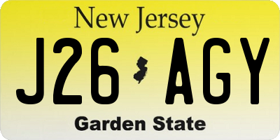 NJ license plate J26AGY