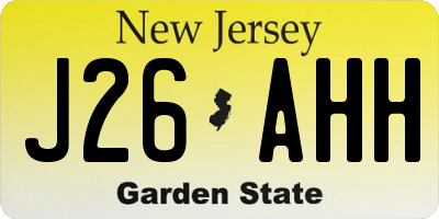 NJ license plate J26AHH