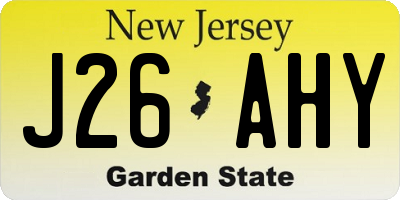NJ license plate J26AHY