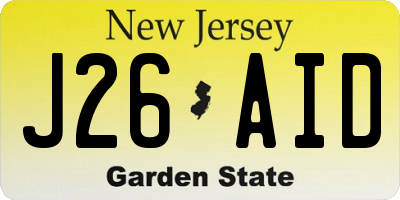 NJ license plate J26AID