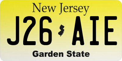 NJ license plate J26AIE