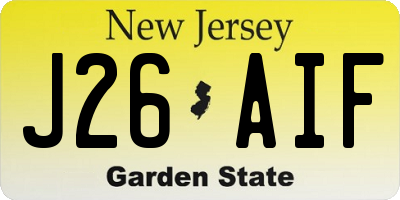 NJ license plate J26AIF