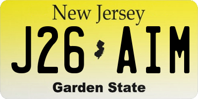 NJ license plate J26AIM
