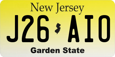 NJ license plate J26AIO