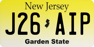 NJ license plate J26AIP