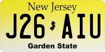 NJ license plate J26AIU