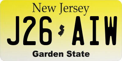 NJ license plate J26AIW