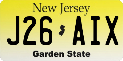 NJ license plate J26AIX