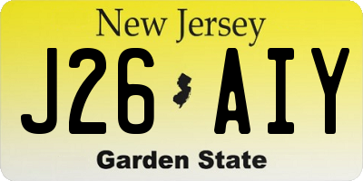 NJ license plate J26AIY