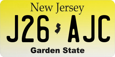 NJ license plate J26AJC