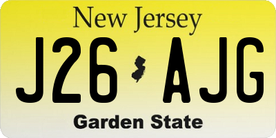 NJ license plate J26AJG