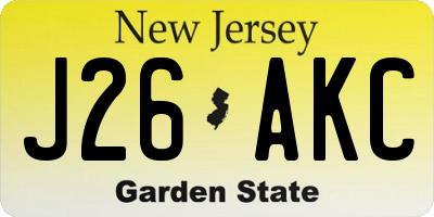 NJ license plate J26AKC