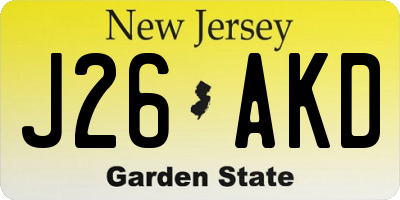 NJ license plate J26AKD