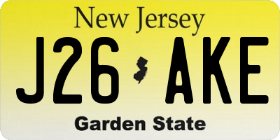 NJ license plate J26AKE