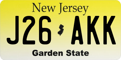 NJ license plate J26AKK