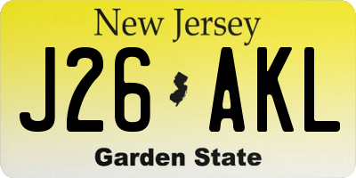 NJ license plate J26AKL