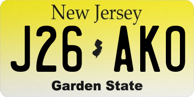 NJ license plate J26AKO