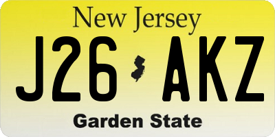 NJ license plate J26AKZ