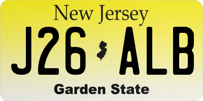 NJ license plate J26ALB