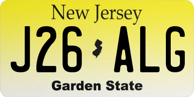 NJ license plate J26ALG