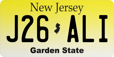 NJ license plate J26ALI