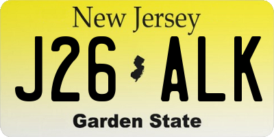 NJ license plate J26ALK