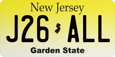 NJ license plate J26ALL