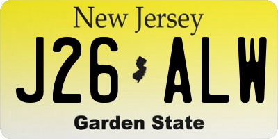 NJ license plate J26ALW